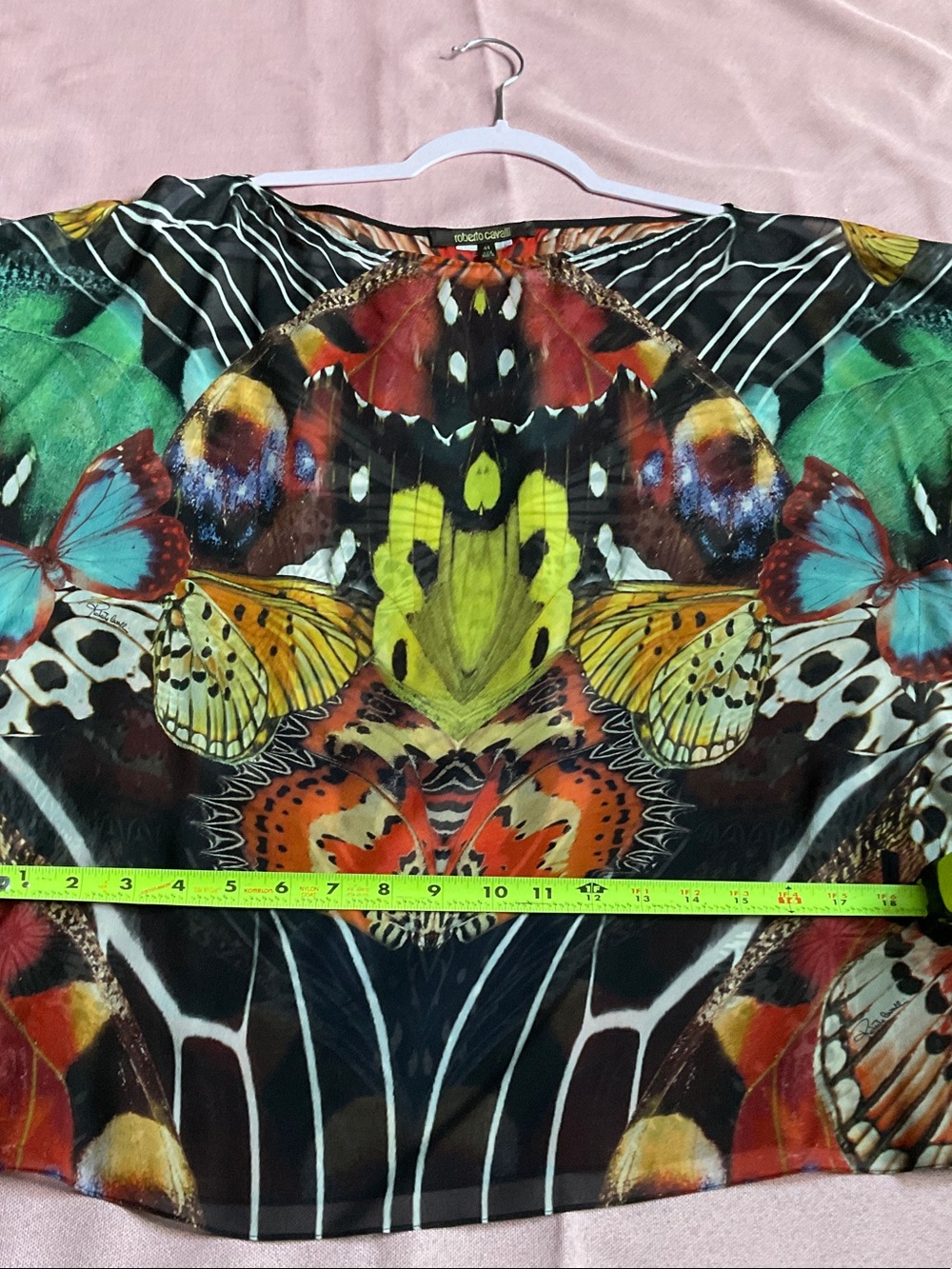 Roberto Cavalli Black Multicolor Butterfly-Print Sheer Tunic Top - Picture 10 of 13